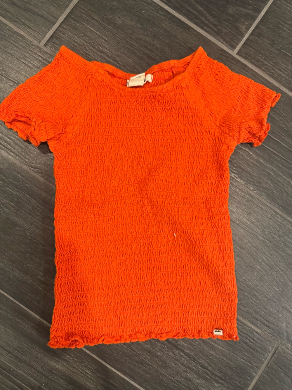 Billabong Orange Kids Smocked Short Sleeve Top